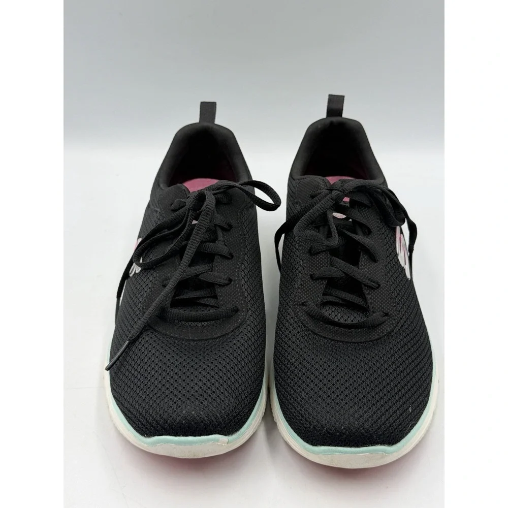 Skechers Flex Lite Womens 8 Black Aqua Pink Memory Foam Sneakers 149303TX